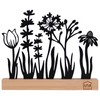 UNUS Silhouette Decorative Flower Meadow Metal with Bamboo Wooden Base,