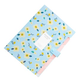 GRIRIW Accordion File Folder Snap Closure Cute Floral Design Document Holder for Office School and Home Use Sky-Blue