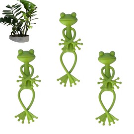 Frog Plant Stand, 3PCS Green Frog Plant Support Clips - Cute Plant Climbing Fixture & Flower Pot Hugger for Indoor/Outdoor Garden Decor, Vine Traction Holder for Large Potted Plants