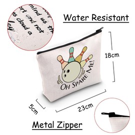 JXGZSO Funny Bowling Makeup Bag Bowling Player Gift Oh Spare Me Bowling Cosmetic Bag Bowling Ball Zipper Pouch Bowling Bowler Gifts