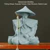 Fisherman Statue Sitting Fishing Old Man Figurine Small Desk Ornament