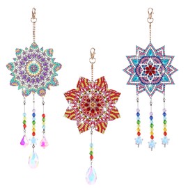 Jasfyee Diamond Art, 5D Diamond Painting Wind Chimes Art Kits,Wind Chime With Double Sided Rhinestone Hanging Ornament Diamond Art DIY Kits,Crystal Wind Chimes For Home Garden Decor(3Pcs)