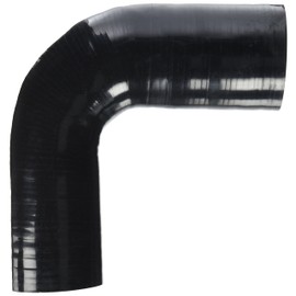 HPS HTSER90-300-350-BLK Silicone High Temperature 4-ply Reinforced 90 degree Elbow Reducer Coupler Hose, 30 PSI Maximum Pressure, 4" Leg Length on each side, 3" > 3-1/2" ID, Black