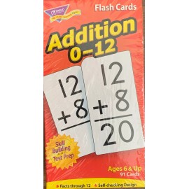 TREND Addition 0-12 Flash Cards, 91 Self-Checking Cards, Age 6+, NEW!