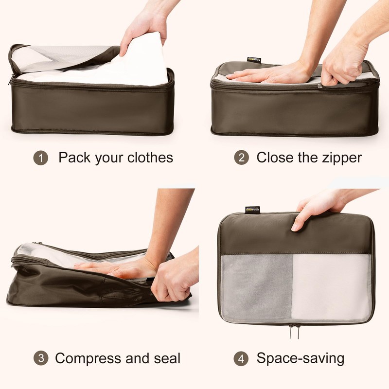 6 Set Compression Packing Cubes for Travel Essentials, Luggage Organizers