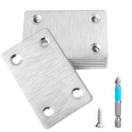 Anterrific 12 Pcs Mending Plate, 2.37 x 1.5 inch Stainless Steel Flat Plates with Holes, Straight Metal Mounting Braces Brackets Kit for Furniture, Wood Joint Connector (Silver, 2.36 inch)