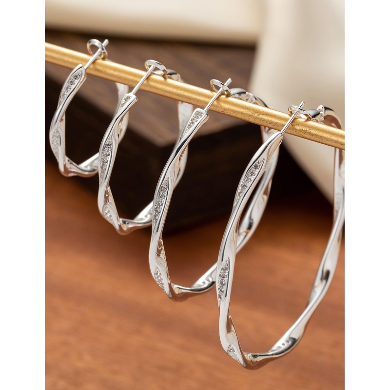 BMMYE Sterling Silver Hoops Earrings for Women 30mm