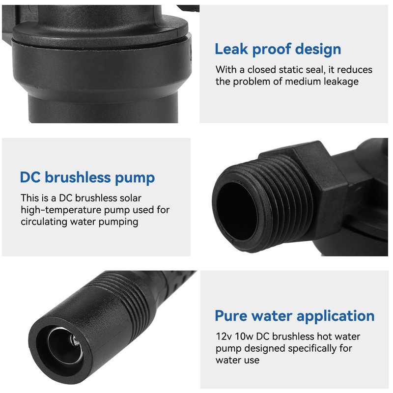 12V DC Brushless Pump, 10W Solar Water Pump Hot Water
