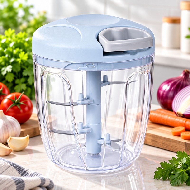 Manual Food Chopper for Kitchen Prep – Hand-Operated Metal Blade
