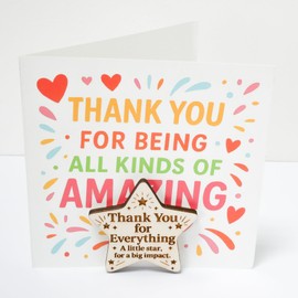 Thank You Card with Envelopes – Small Kids Thank You Card with Magnetic Wooden Star Keepsake “Thank You for Everything” – Suitable as Teacher Gifts or Wedding Thank You Notes