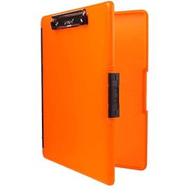 Dexas Slimcase 2 Plastic Clipboard with Storage and Side Opening, Neon Orange, Office Supplies Clipboards to Organize, Carry and Store, A4 Holder, Style and Functionality Nursing Clipboards