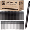 Sikao Black Pens Bulk, 60 Pack Retractable Ballpoint Pens, Black