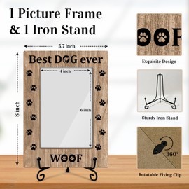Dog Picture Frame Pet Picture Frame, Wooden Photo Frame For Dog Lover, Dog Memorial Gifts for Dog Owner, 4x6 Photo Frame For Tabletop Display, Home Office Table Decor -015