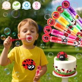 Ladybug Party Favors for Kids – 24PCS Garden-Themed Mini Bubble Wands, Great for Birthday Supplies, Pinata Fillers, Goodie Bags & Classroom Rewards