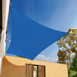 E&K Sunrise 12' x 12' Blue Sun Shade Sail Square Canopy - Permeable UV Block Fabric Durable Patio Outdoor -Customized