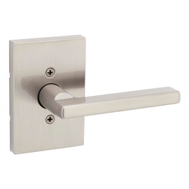 Kwikset Halifax Dummy Door Handle, Single Sided Lever for Closets, French Double Doors, and Pantry, Satin Nickel Non-Turning Reversible Interior Push/Pull Lever, with Microban Protection