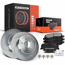 A-Premium 12.60 in (320 mm) Rear Drilled and Slotted Disc Brake Rotors + Ceramic Pads Kit Compatible with Chrysler and Dodge Models - 300 05-20, Challenger 09-20, Charger 06-20, Magnum 05-08, 6-PC Set