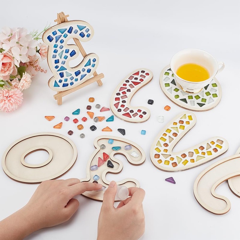 WEBEEDY 4 Sets DIY Glass Mosaic Tiles Kit Love Mosaic