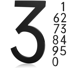 6 Inch Adhesive Mailbox Numbers, Self Stick House Numbers for Apartment Door Farmhouse Office Hotel Outside, Address Numbers and Letters, Frosted Matte Black Acrylic House Number 3