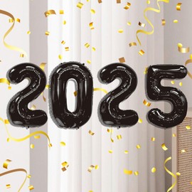 16 Inch 2025 Balloons Number 2025 Foil Balloons for New Years Eve Party Supplies Anniversary Party Graduation Decorations Home Office Decoration, Black