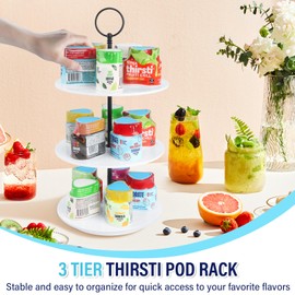 Taladad Pod Holder for Ninja Thirsti Pods, 360°Rotating 15-Flavor Storage Holder for Ninja Thirsty Drink System Pod Organizer for Ninja Thirsty Flavor Pods,Water Flavoring White