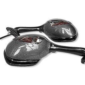 HTTMT MT057-CN+SM(ZX) Carbon Smoke Integrated Turn Signal Mirrors Compatible with 2006-2015 Suzuki Gsx-R 600 750 2001-2015 GSX-R 1000