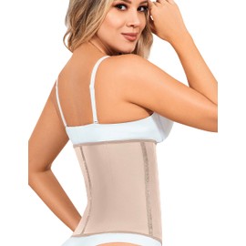 Lady Slim Fajas Colombianas Reductoras Y Moldeadoras para Mujer Underbust Latex Waist Trainer Hourglass Body Shaper for Women Beige, Medium
