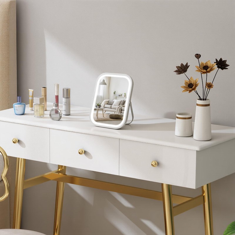 Bearolve Vanity Mirror with Lights, 8"×6" LED Makeup Mirror Built-in