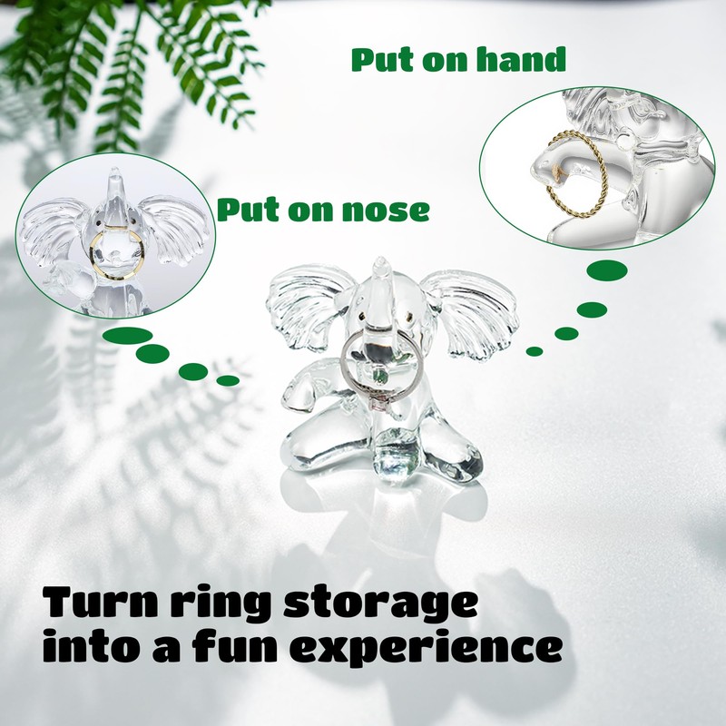 QFkris Crystal Elephant Ring Holder for Women, Engagement Wedding Ring
