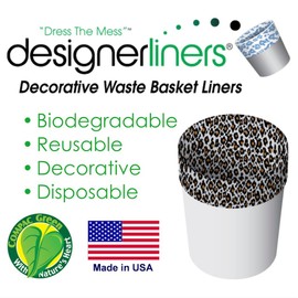 Compac Designerliner 8ct Biodegradable Waste Basket Trash Bags 7 Gallon (BLUE LEOPARD)
