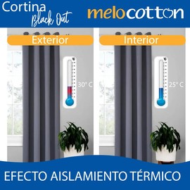 MELOCOTTON Juego de Cortina Black Out 2.75 x 2.15 m Bloquea la luz solar Cada Hoja mide 137.5 m x 2.15 m alto, 100 Microfibra Poliéster Ideal para... 