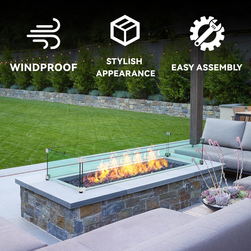 Skyflame Linear Fire Pit Wind Guard – 40.5" x 12.5"