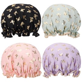 Tbestmax Gorros Ducha Mujer Niña Reutilizables Impermeables Doble Capa Diseño Mariposa