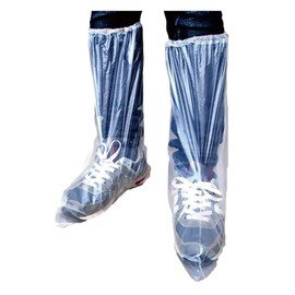 D STONE Shoe Cover, Waterproof, Bicycle, Disposable Boots, Non-woven Fabric, Long, Thick, One Size Fits Most, Set of 10 (Clear)