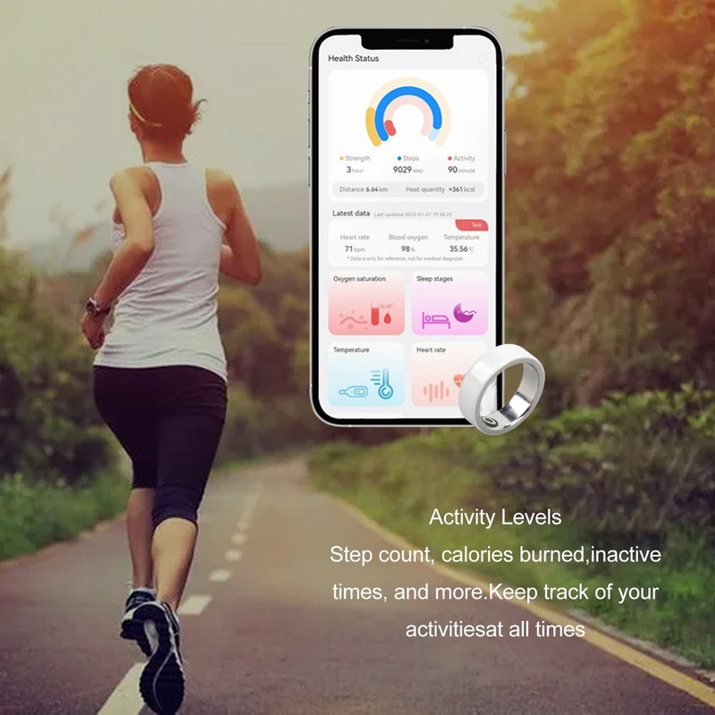 Health Fitness Tracker Smart Ring Bluetooth Connection IPX8 Waterproof Rechargeable
