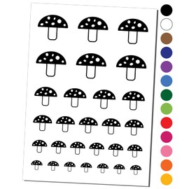 Toadstool Mushroom Temporary Tattoo Water Resistant Fake Body Art Set Collection - Red (One Sheet)