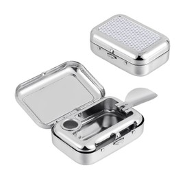 Pack of 2 Mini Mobile Ashtrays for Outdoors, Lid Pocket Ashtray, Stainless Steel Mini Ashtray, Suitable for Outdoor, Office, Home
