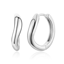 VYYU Silver Earrings for Women Girls - S925 Sterling Silver Earrings with 360° Twisted Design, Hypoallergenic Earrings Cuff Huggie Sleeper Earrings, Daily Wear Jewellery Gifts Birthday Christmas