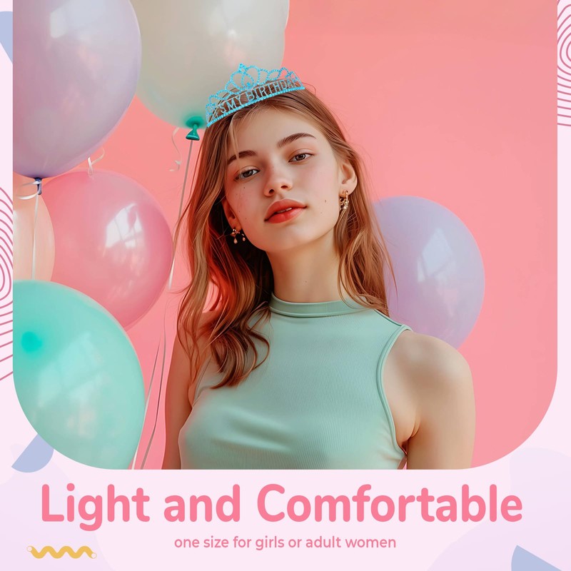 Queenship Birtthday Tiara Crown with Sash for Women Birthday Party