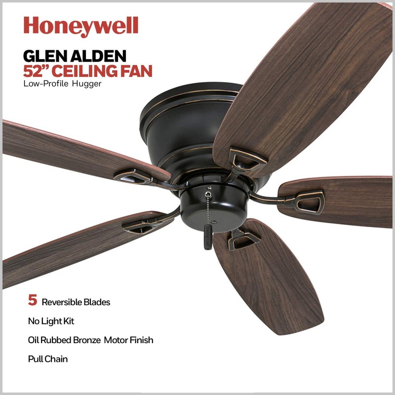 Honeywell Ceiling Fans Glen Alden, 52 inch Classic Flush Mount