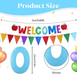 DOPENSPI Colour Welcome Banner with Bunting, Welcome Banner Welcome Garland Party Decorations Glitter Home Party Sign for First School Day Baby Shower Military Return Party