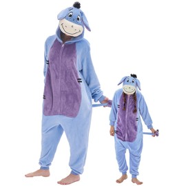 GONAAP Unisex Adult Eeyore Onesie Pajamas Animal One Piece Costume Cosplay Sleepwear (Eeyore, 9-10Years)