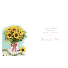 ICG Female Birthday Card - General Card for Women - Sunflower Bouquet Embossed with Foil Details