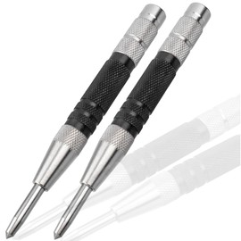 Treki 2 Pcs Automatic Center Punch 6" Spring Loaded Center Hole Punches Adjustable Center Puncher Drilling Holes Tool for Metal Wood Plastic Glass Drilling