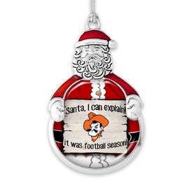 From the Heart Oklahoma State Cowboys Santa I Can Explain It was Football Season Silver Metal Christmas Ornament Gift Tree Decoration OSU