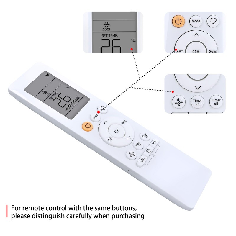 New Replacement Remote Control fit for Cooper&Hunter Multi Position Mini