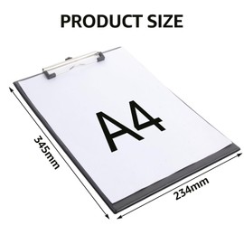 ASelected 4PCS Standard Clipboard,A4 Plastic Clip Board Folder,Clipboard with Pen Loop and Retractable Hanging,Clipboards with Low Profile Metal Clip for Office School Supplies,Black