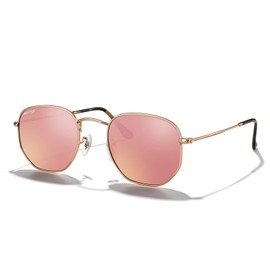 MERRY'S Classic Polarized Sunglasses for Women Men Vintage Polygon Square Shades S6548, Rose Gold Frame/Copper Lens, Lens Width:51 Millimeters