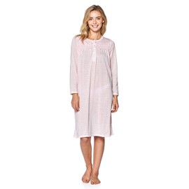 Casual Nights Women's Pointelle Pintucked Long Sleeve Nightgown - Pink - Large