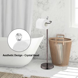 ROLABAM Toilet Paper Roll Holder-Free Standing Toilet Paper Holder Stand for Bathroom Total Height 24.4" with Crystal Ball, Oil Rubbed Bronze